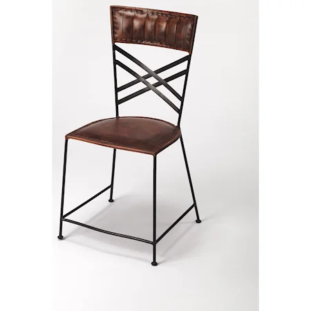 Hackney Brown Leather Side Chair